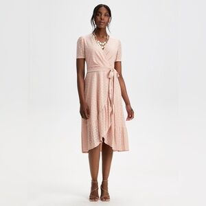 Laura Elegant Pink Blush Midi Wrap Dress